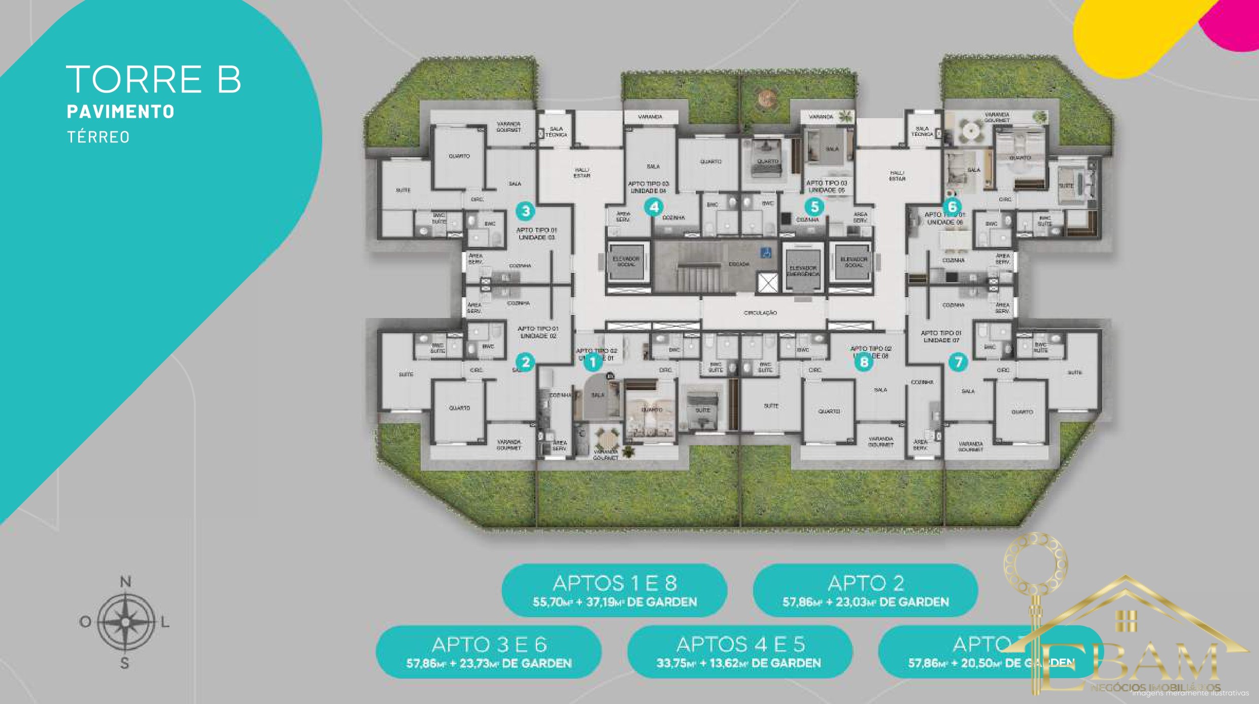 Mood Aurora — Viva conectado ao melhor do Recife — Term. 02, 03, 06 e 07: 57,86 m²
